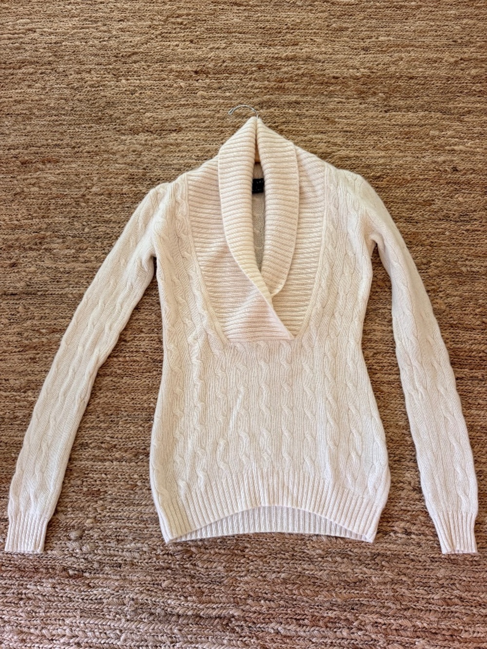 Ralph Lauren Black Label 100% Cashmere Shawl Collar Cable Knit Sweater, Small